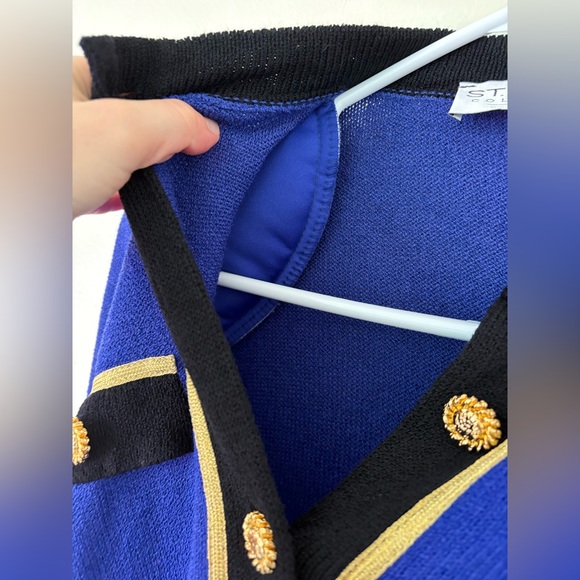 St. John Collection Santana Knit Royal Blue Long Sleeve Button Down Dress Size 4 - Picture 11 of 15